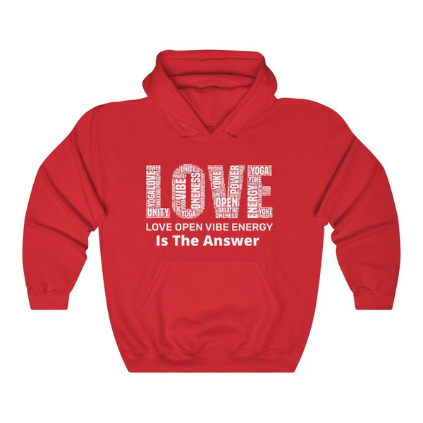 L.O.V.E is The Answer - Unisex Heavy Blend™ Yoga Hooded Sweatshirt